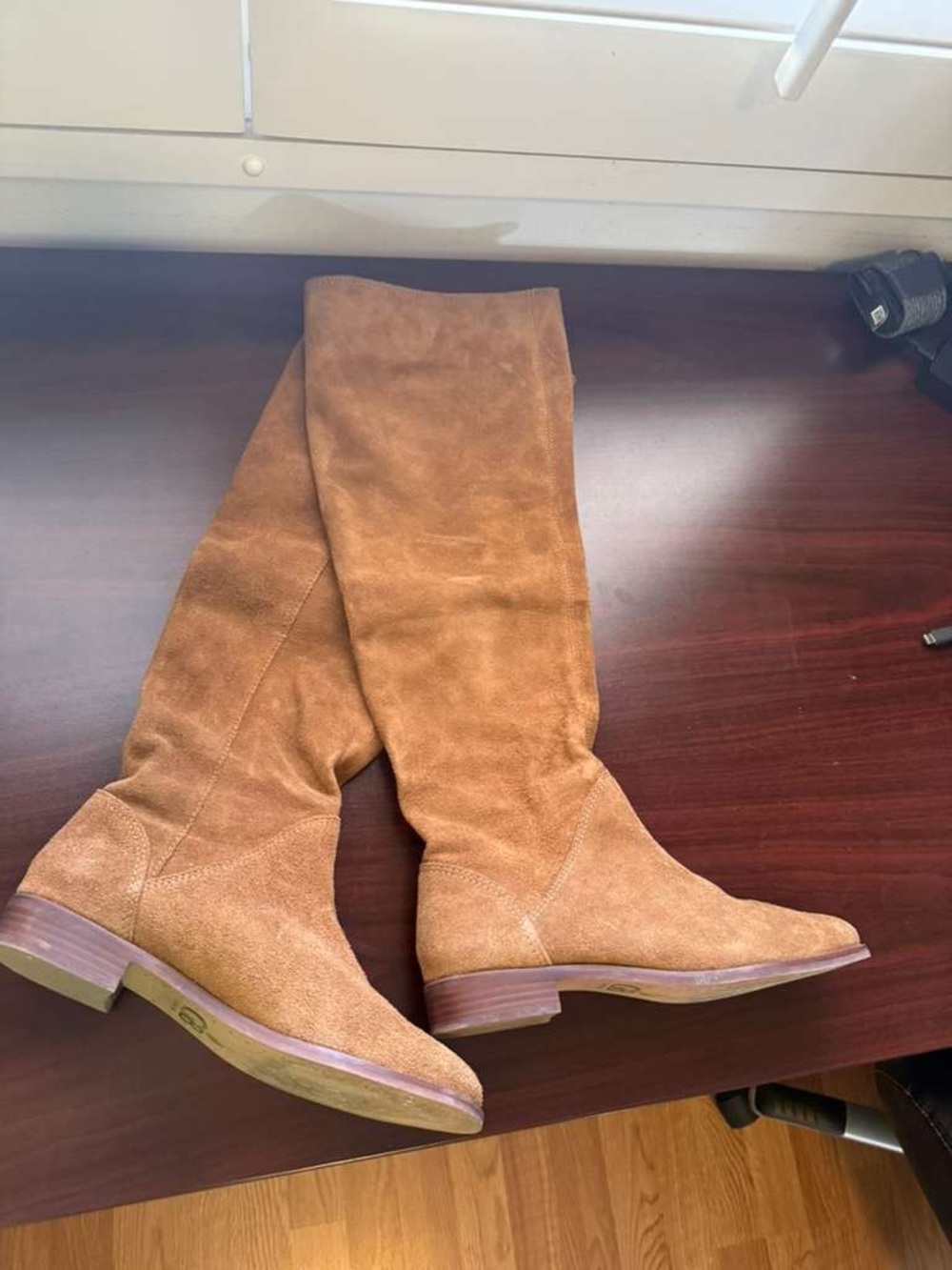 Gianni Bini Tall Suede Knee-High Boots in Camel Size 8
